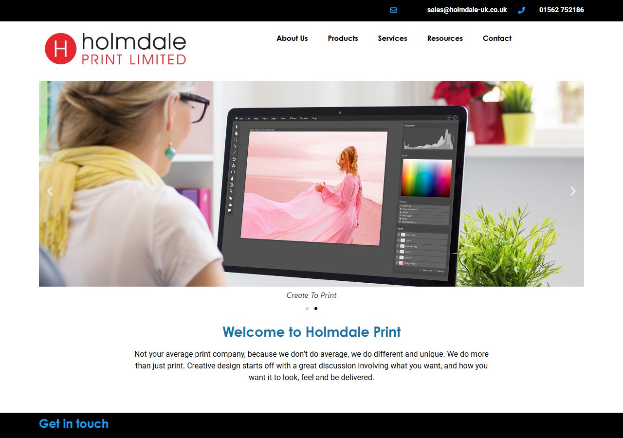 Holmdale Print website screenshot